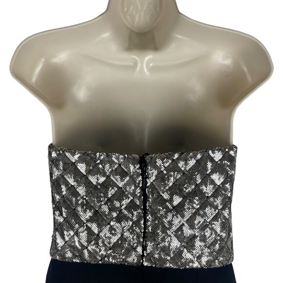 Mango MNG Strapless Sequin Quilted One Piece Jumpsuit Gold Black Size S - Picture 9 of 11